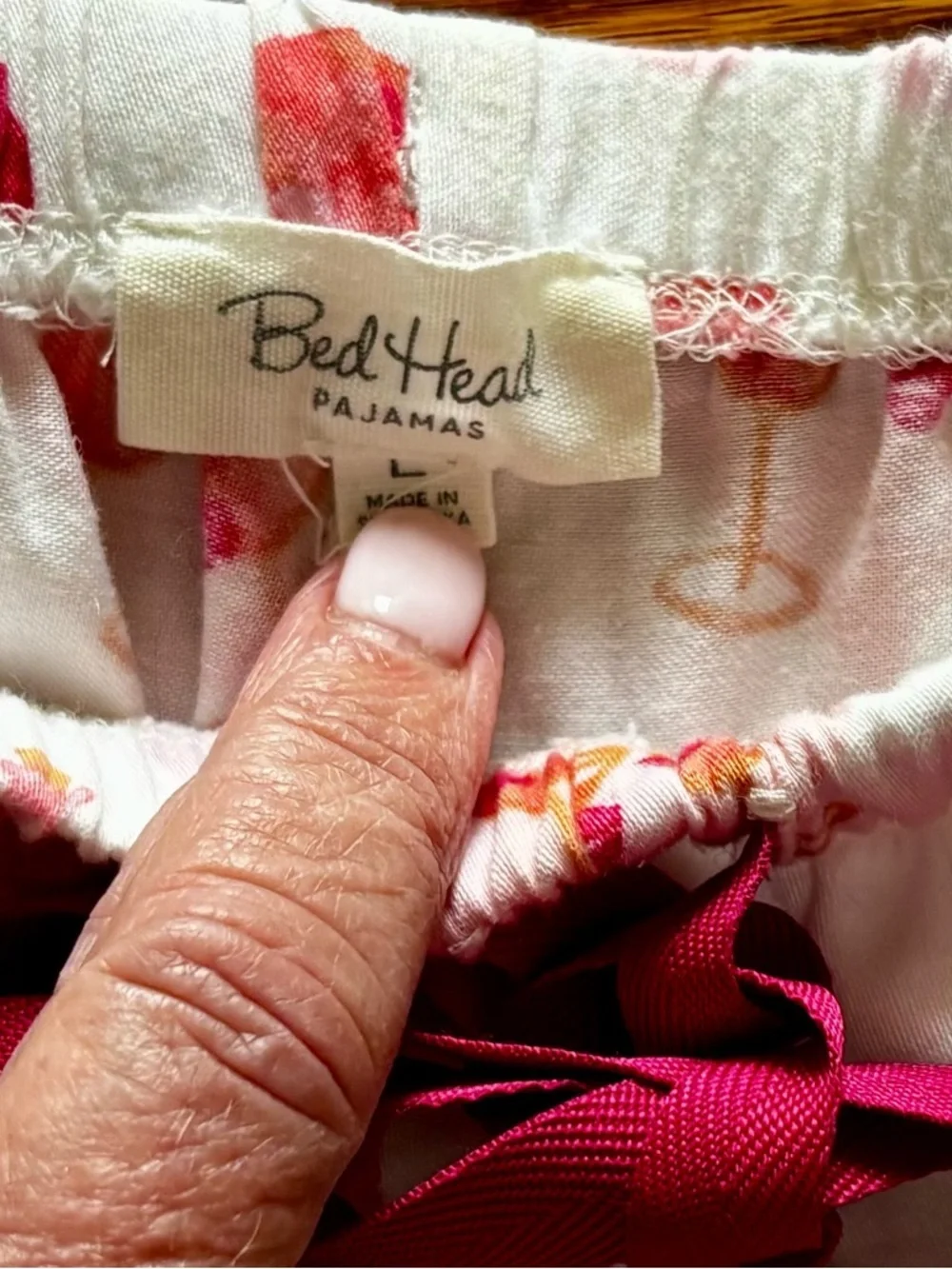 BedHead Be Mine Pajama Set with Pink Coral Hearts and Champagne Bottle Motif